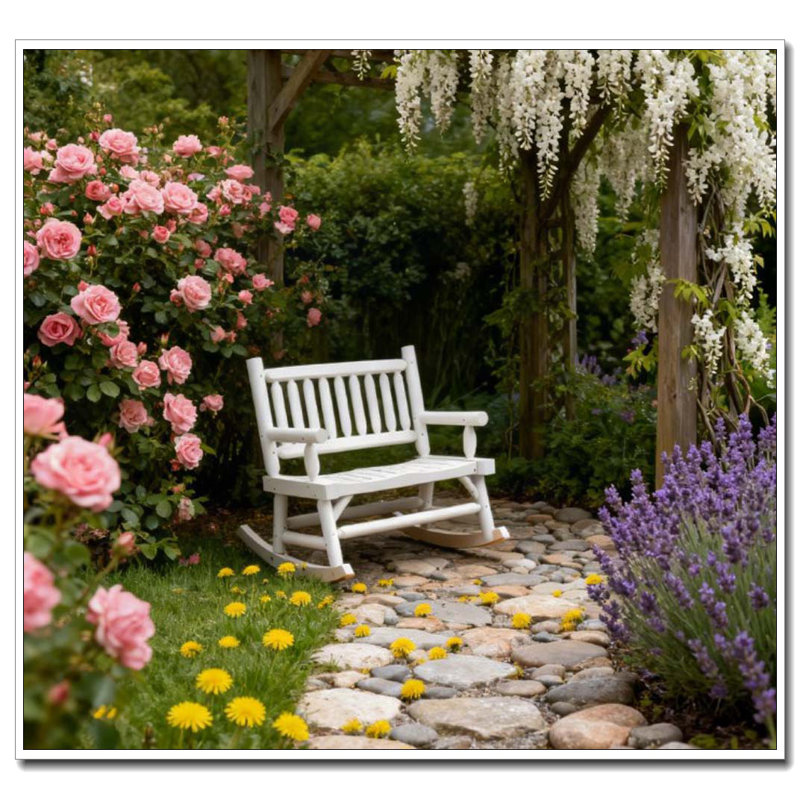 Heavy Duty Wood Rocking Loveseat with Log Design