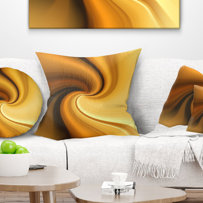 Vagues brunes, texture incurvée - coussin imprimé abstrait, 18 po x 18 po, Coussin décoratif