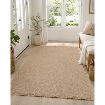 Tapis beige texturé tissé à plat en polypropylène tissé à la machine