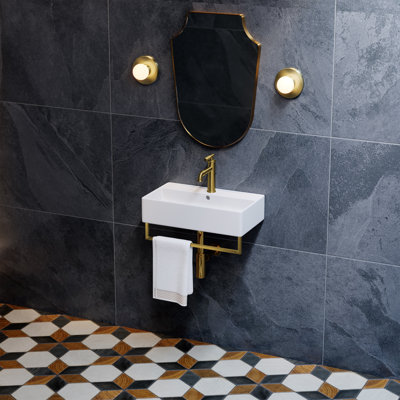 Lavabo de salle de bain mural 22 "avec barre à serviettes Claire