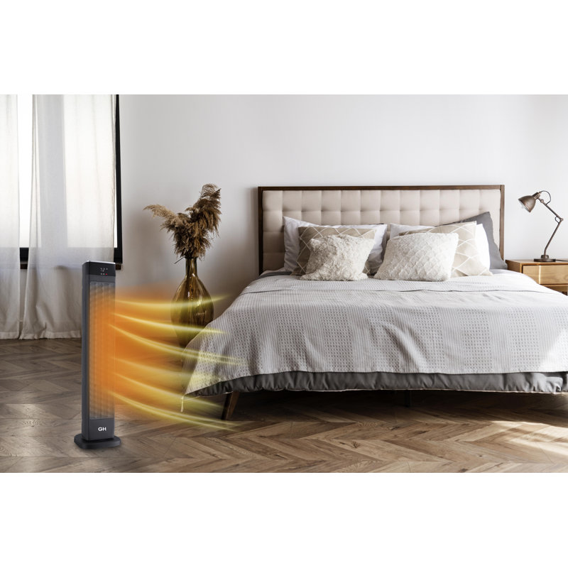 Good Housekeeping Deluxe Digital 1,500-Watt 30 in. Portable Ceramic Electric Space Heater with Adjustable Thermostat, Remote Control & Overheat Safety Protection