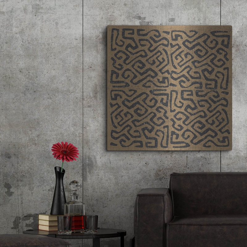  «Kuba Play 1 Brown» par Cheryl Warrick, art mural en métal, H 36 po x l 36 po