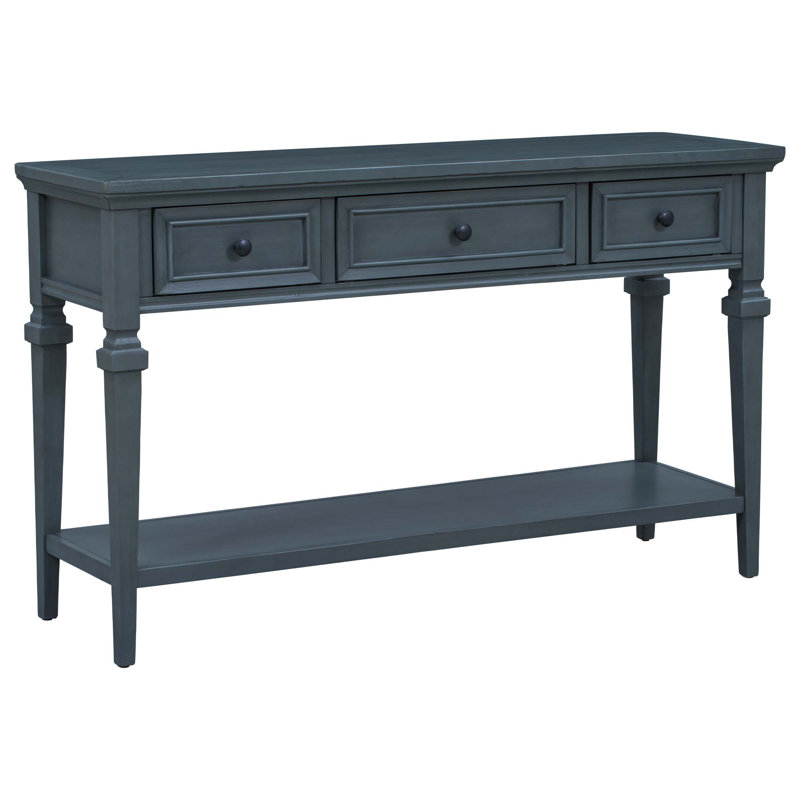 Console de style rétro classique avec trois tiroirs supérieurs et une tablette inférieure de style ouvert, une table d'entrée, une table de canapé, une table d'entrée