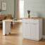 Table de cuisine 82,6 po en MDF avec rangement double-face, 2 tiroirs et 2 tablettes ouvertes blanches-129948091