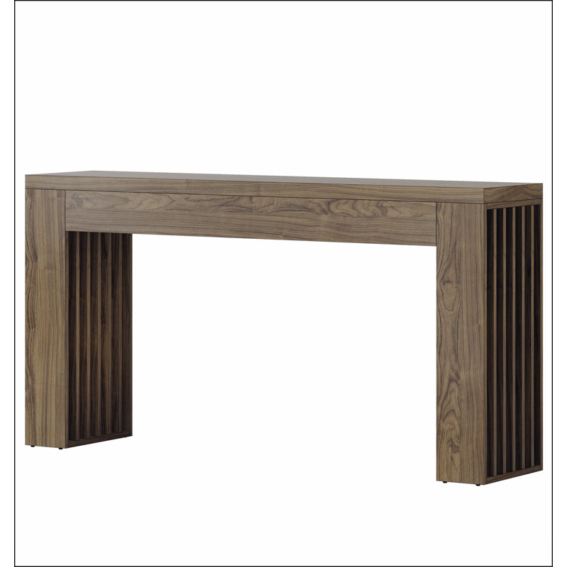 59" Farmhouse Console Table with Vertical Slat Legs - Sofa Table Behind Couch, Rustic Brown Entryway Table for Hallway, Living Room & Small Spaces