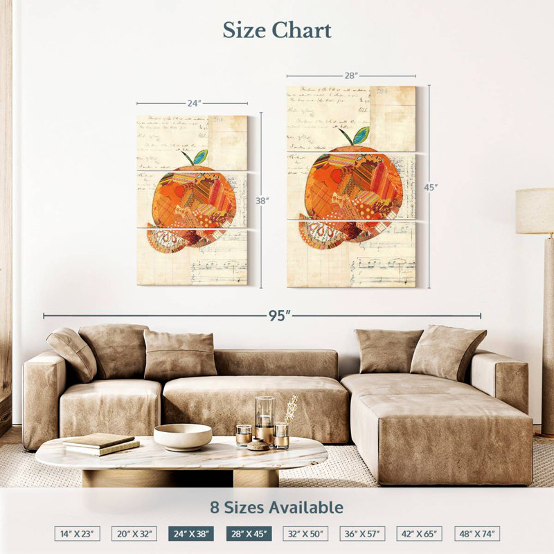 Yarlin Orange Patterns, 38" H x 24" W