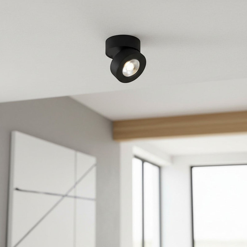 UltraBeam 5 Watt LED Adjustable Round Surface Mounted Ceiling Spot Light, Black