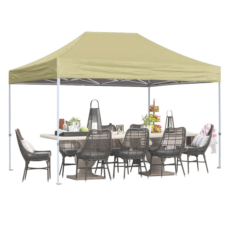 Amaziyah 96'' W x 96'' D Steel Pop-Up Canopy, Beige, 8ft x 12ft