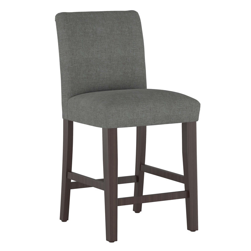 Tabouret de bar et de comptoir Hadrien, Lin texturé gris anthracite Zuma, Tabouret de comptoir (siège d'une hauteur de 26 p