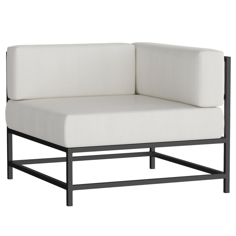 Delano Outdoor Corner Wedge Lounge Chair, Tex Gray, Canvas Natural