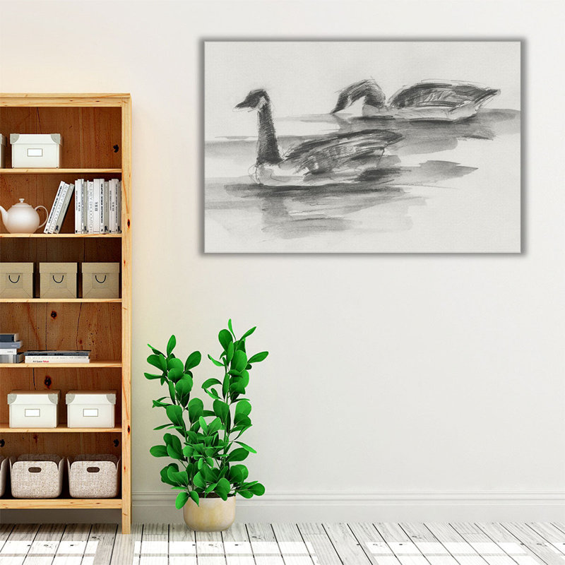 «Geese Study II», reproduction d'art sur toile, H 12 po x l 18 po