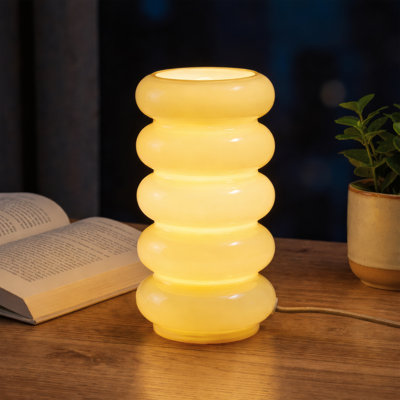 5-Tier Stacked Bubble Opal Glass Table Lamp with Dimmer & Color Temperature Control