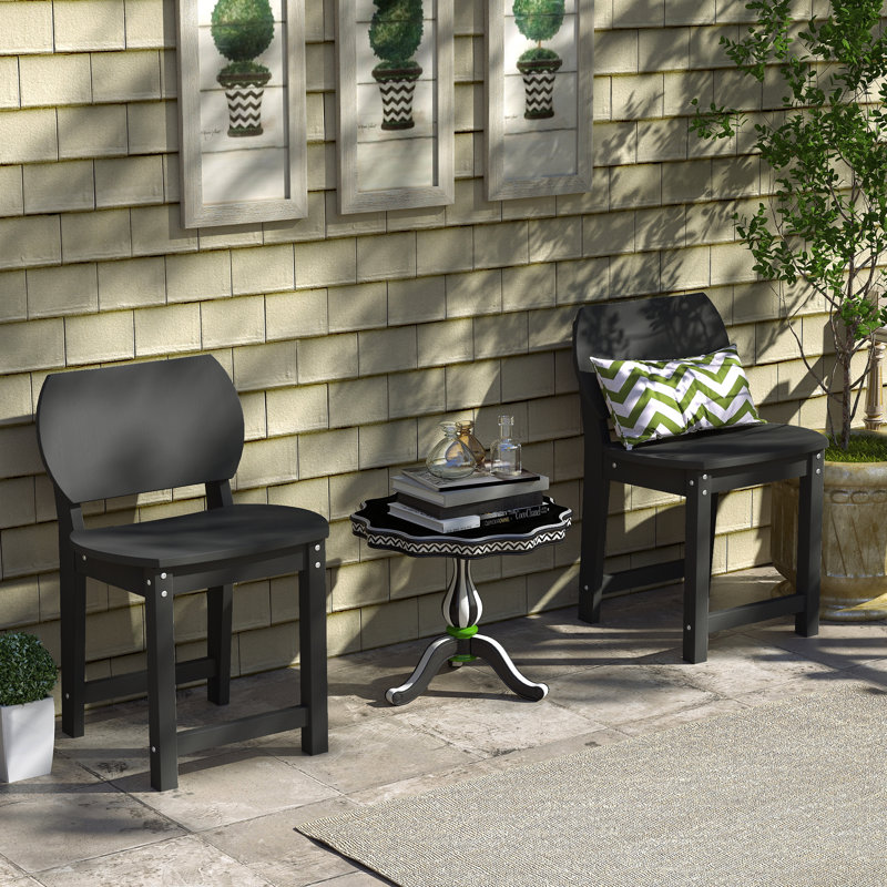 Hikhdpe Patio Dining Set for Small Space Morden Dining Chairs Poly Chairs Indoor/outdoor  (Set of 2 ), Black