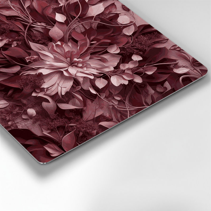 Abstrait floral 5, art mural en métal rouge, H 12 po x l 12 po