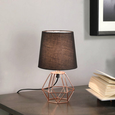 Lampe de table - finition cuivre 11,25 po, cadre en métal