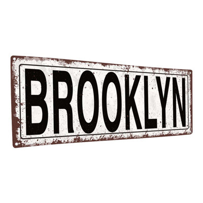 " Distressed, Brooklyn Metal Sign "