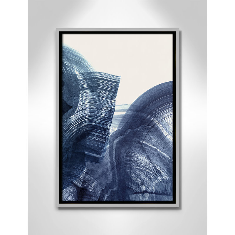 Indigo Crescendo II, impression par , Flottant argenté, H 19,5 po x l 13,5 po