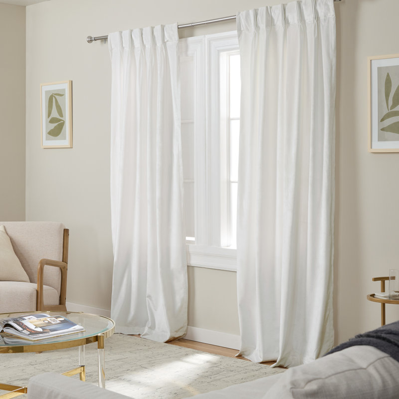 Donna Room Darkening Curtain Pair, Winter White, 27"W x 96"L
