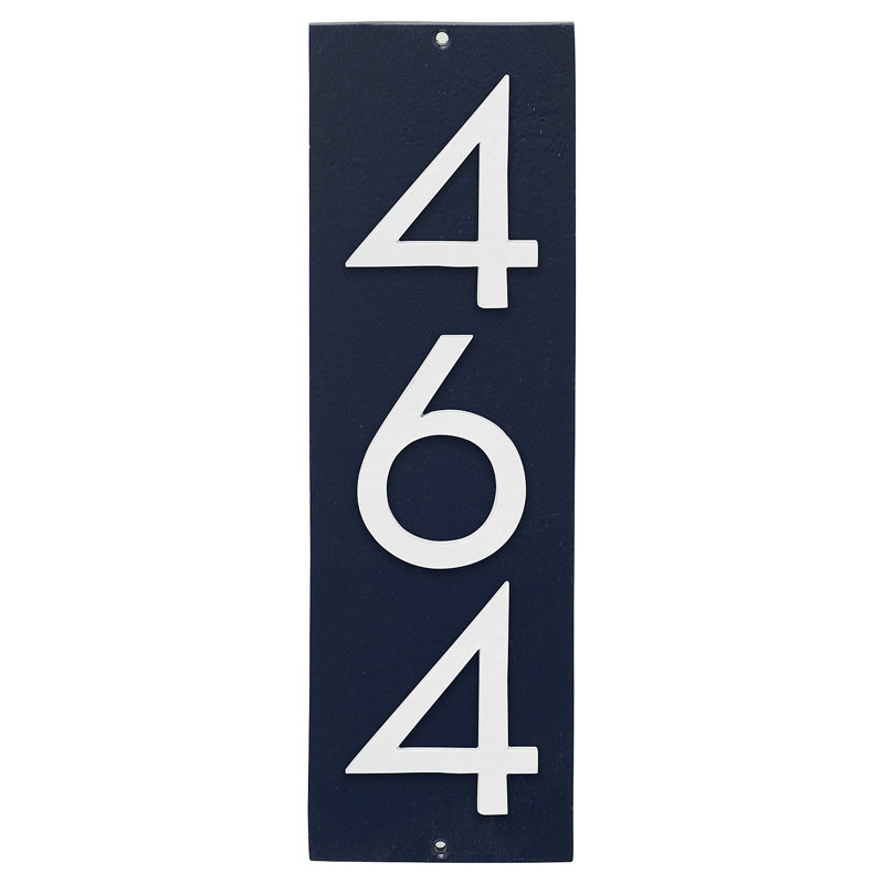 Plaque d'adresse murale sur 1 ligne, Bleu marine/blanc, Oui