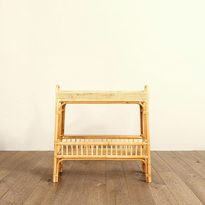 Edgehill Hand Woven Bamboo And Rattan Console Table With Shelf, Natural