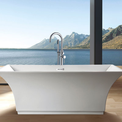 Freestanding Bathtub Faucet With Hand Shower - Plating Tub Filler Metal, , 45.46in D X 6.56in W H, 9.04lb Modern Bathroom Essential