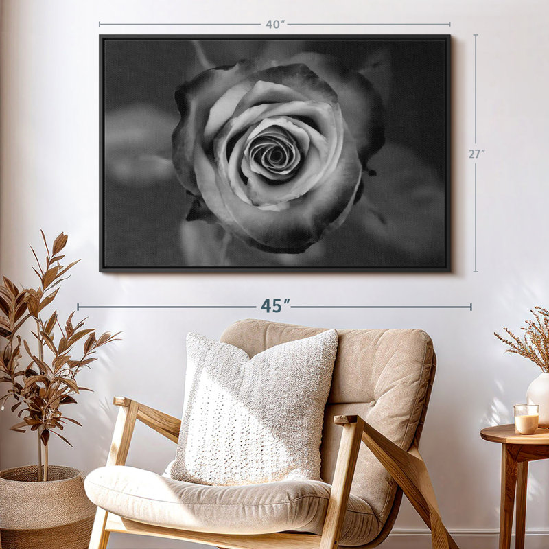 Floral et botanique «Black White Rose», H 27 po x l 40 po