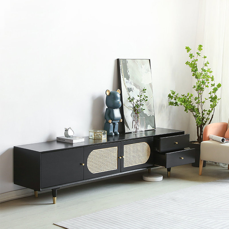 Solid wood TV stand elegant vine design