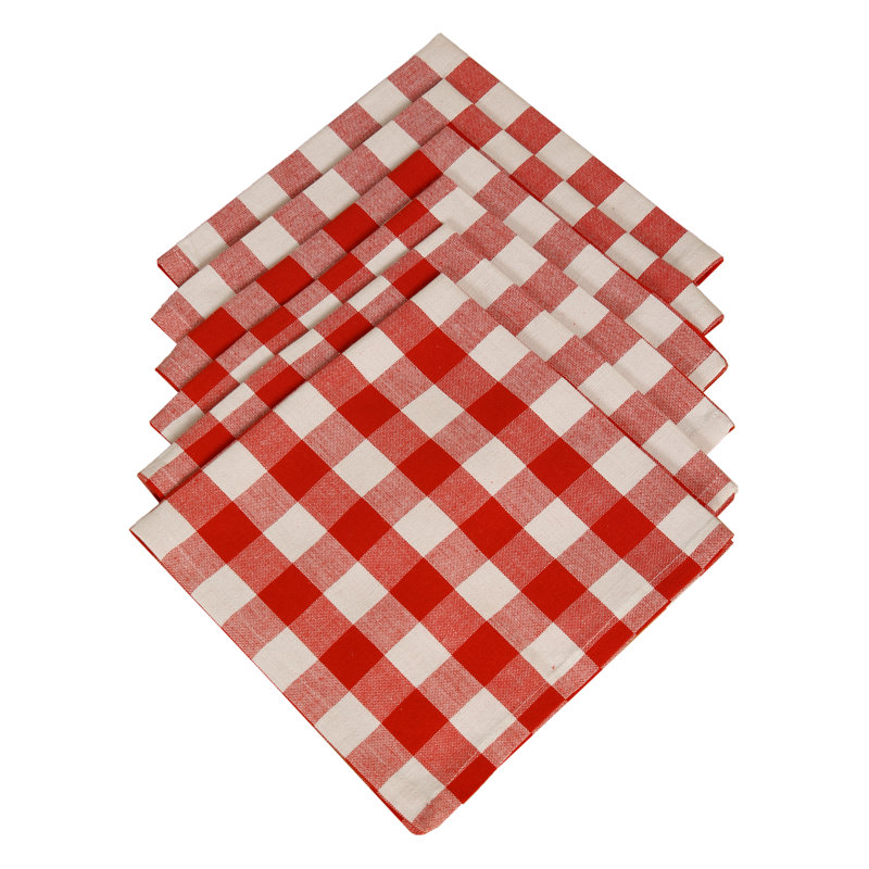 Arlington Cotton Gingham Square Napkin, Red/White