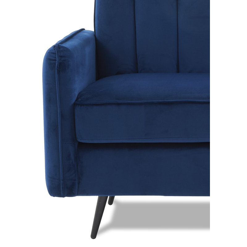 Acke 2 Seater Velvet Loveseat, Blue 