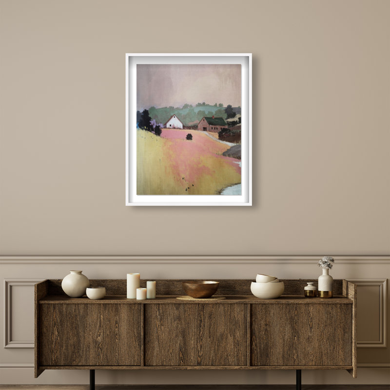 Hill Houses Shadowbox Landscape & Nature Print by Oliver Gal, Black Frame, 16 x 20, 31.5"H x 37.5"W, White Shadowbox