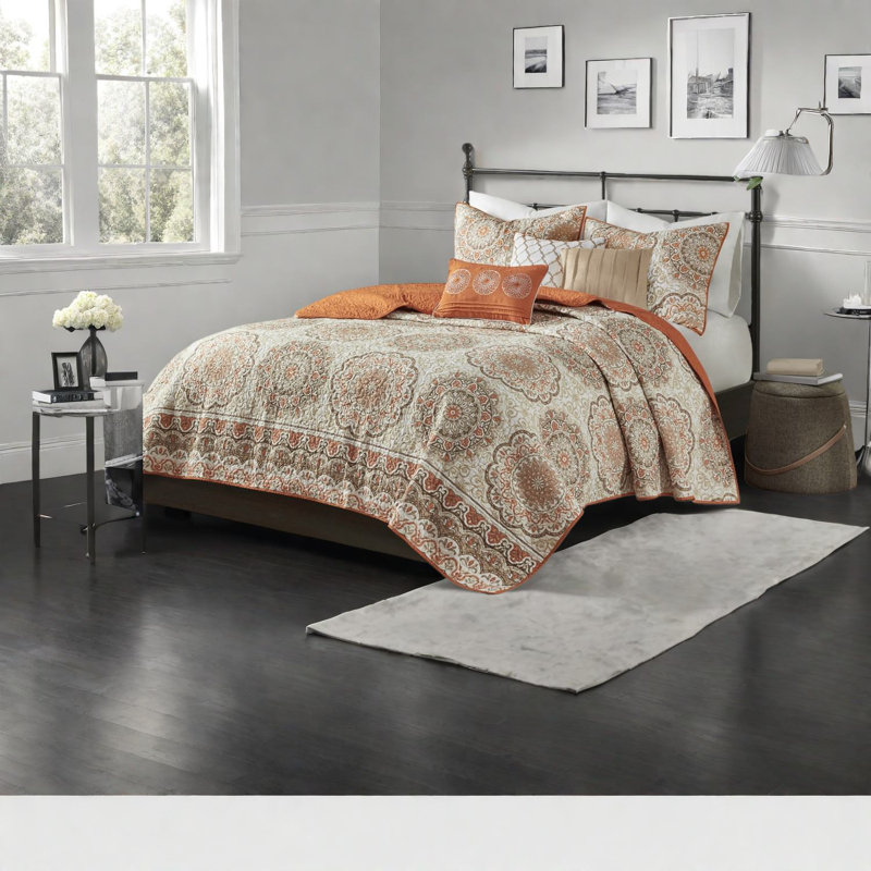 Reversible 6-piece Bedding Sets, Cotton Material, Modern Floral Pattern, King/cal King Size