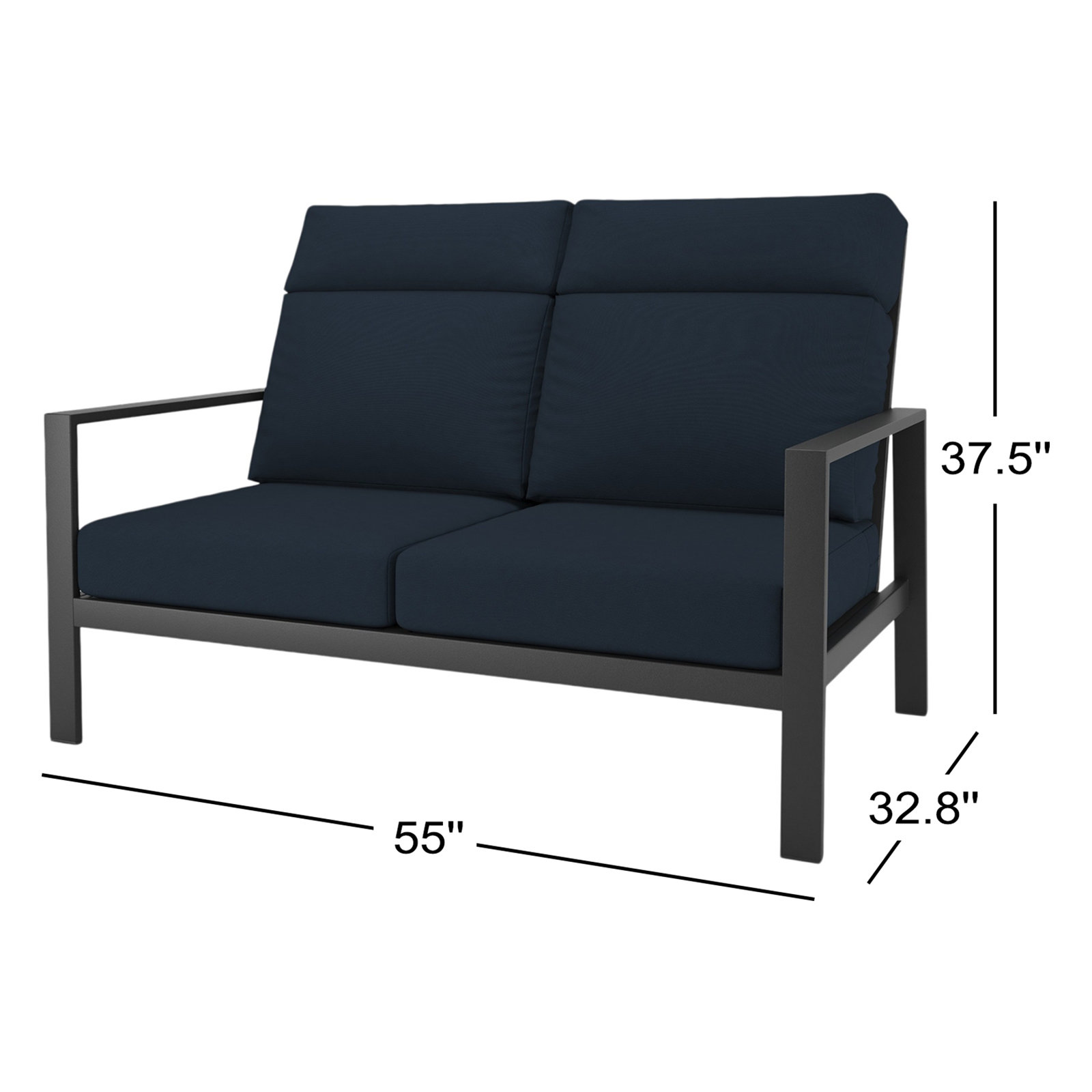 Townsend 55" Sunbrella® Patio Loveseat, Canvas Navy, None, No