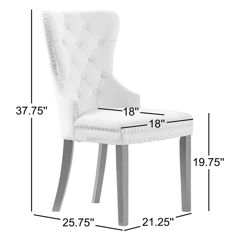 Kirsten 19.75'' H Tufted Velvet Upholstered Side Chair, Taupe