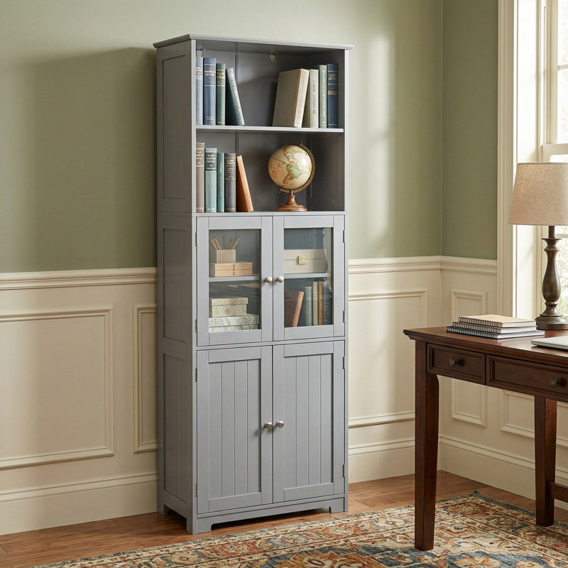 Large Capacity 6 Tier Freestanding Bathroom Storage Cabinet With 2 Spacious Open Storage Compartments And Customizable Adjustable Shelves For Bathroom