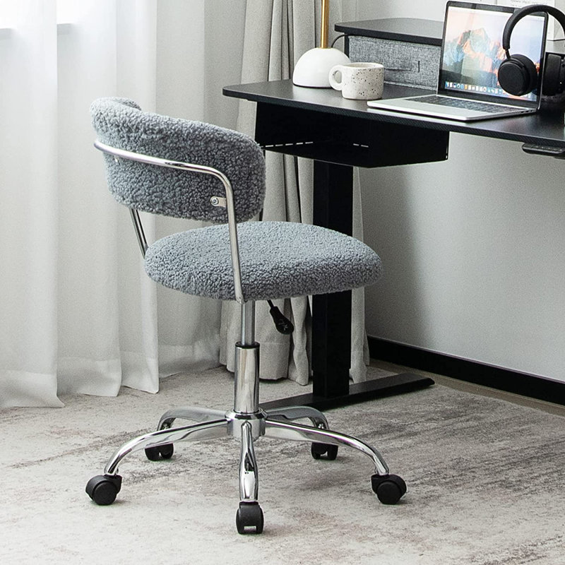 Metro Lane Aardhna Polyurethane and Faux Fur Office Chair, Grey