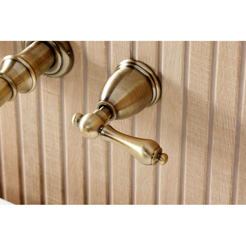 Kingston Brass Two-Handle 3-Hole Wall Mount Roman Tub Faucet, Antique Brass