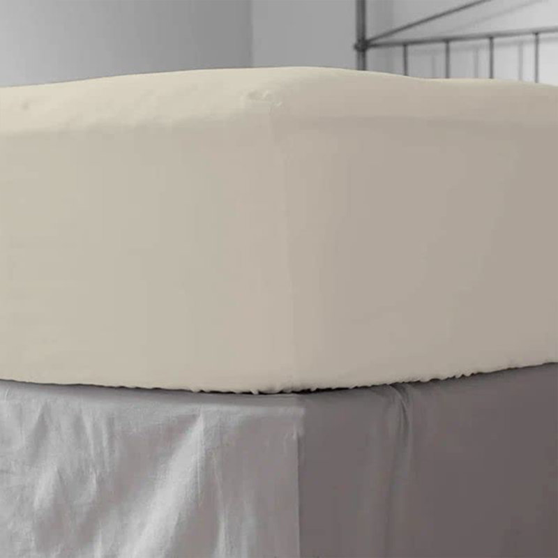Aurelian 100% Cotton Percale Fitted Sheet, Super King, Cream