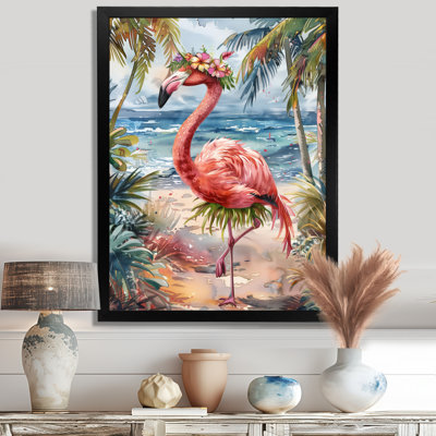 Décoration murale flamant rose dansant à Aruba - Flamant rose