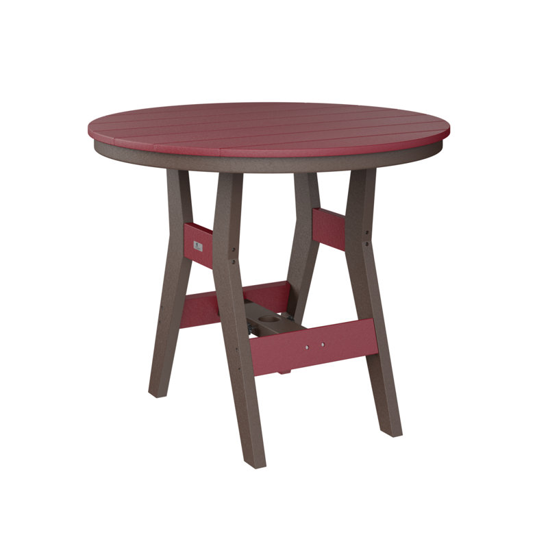 Table de bar ronde de 38 po Berlin Gardens Harbor, Rouge écarlate, Chocolate Brown