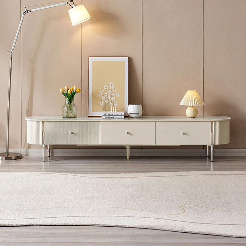 78.74" White Solid + Manufactured Wood+Glass TVStands