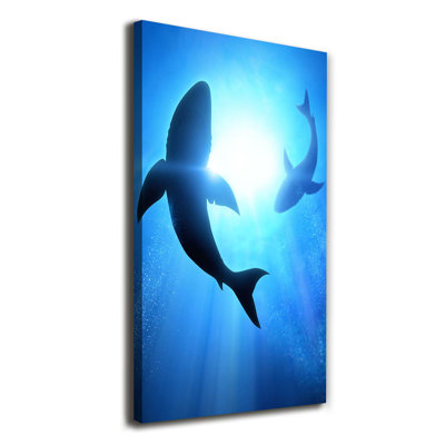 Silhouettes Of Sharks - Wrapped Canvas Print