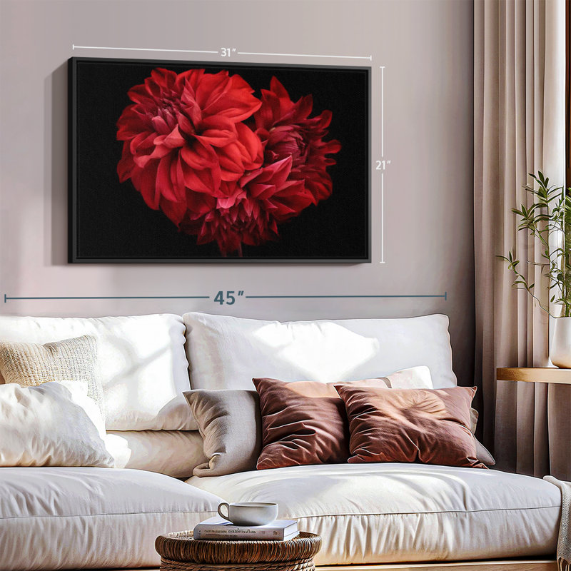 Impression sur toile Blooming Red Dahlia, H 21 po x l 31 po