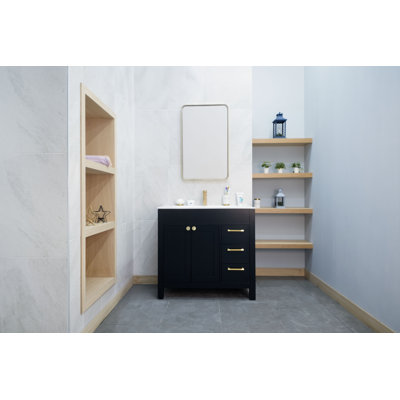 Meuble-lavabo naturel 48 "avec lavabo en porcelaine Elara