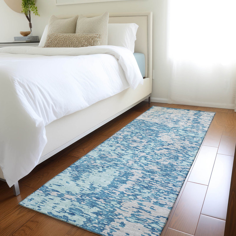 Premium Machine Washable Prisco Teal Rug, Runner 2'3" x 7'6"