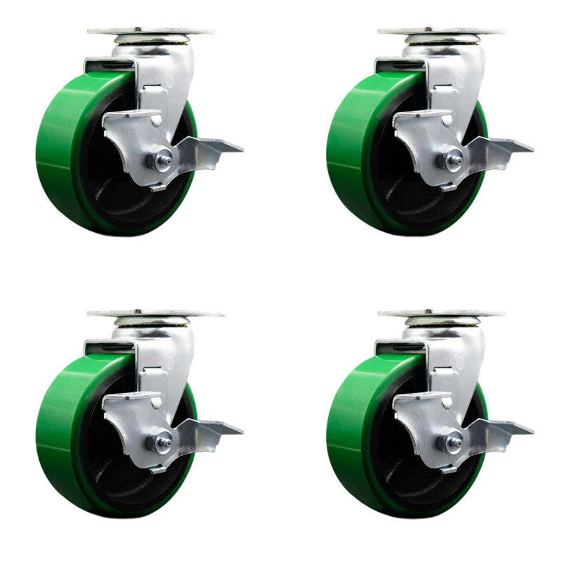 Poly on Cast Iron Caster, Green