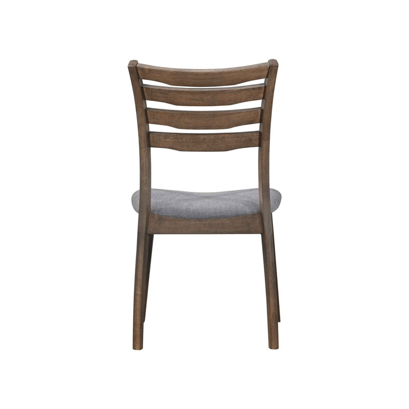 Milan Ladder-Back Upholstered Solid Wood Dining Chair (Set of 2), Brown