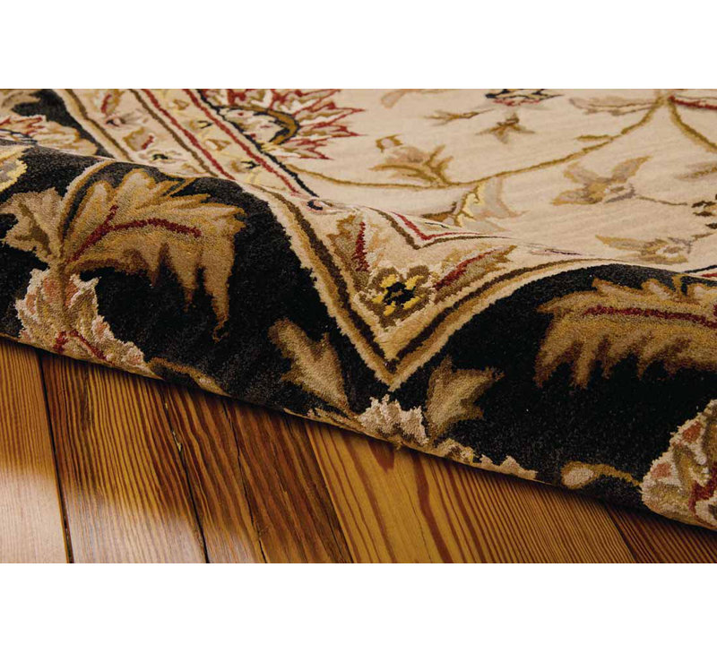 Tapis beige en laine touffeté à la main Deguzman 2000, Rond 4 pi