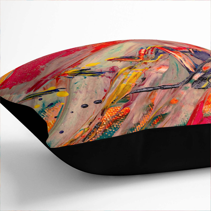 Abstract Square Throw Cushion, 55 x 55 cm, Black