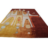 Mid Century Modern Hand Knotted Wool Geometric Area Rug
