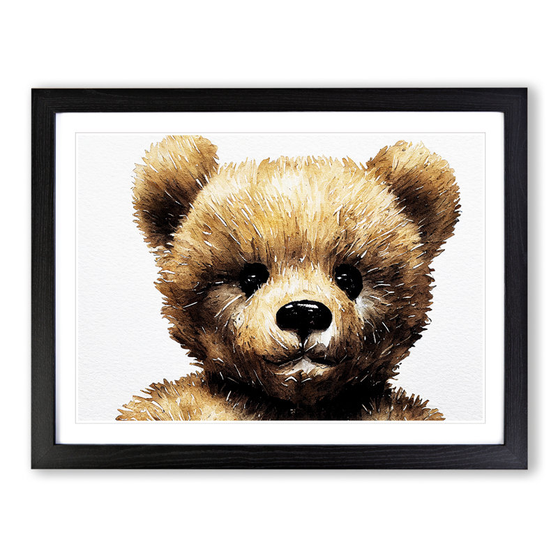 Wonderful Teddy Bear - Single Picture Frame Painting, 46cm H x 64cm W x 2cm D, Black